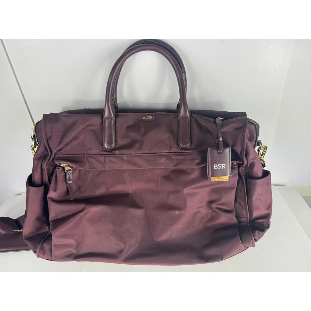 Tumi Dara Carry All Travel Bag Maroon Plum Gold Accents
